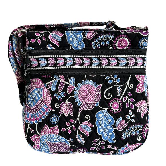 Vera Bradley Alpine Floral Tripe Zip Hipster Large Floral Crossbody Shoulder Bag - Picture 1 of 9